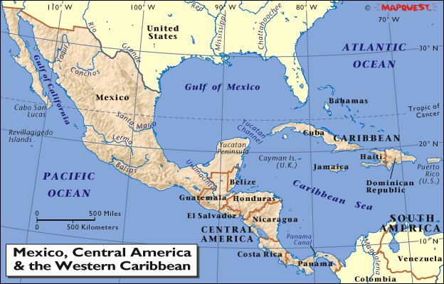 Mexico And Central America Map The Bahamas HRW WORLD ATLAS   Mexico, Central America & the Western Caribbean